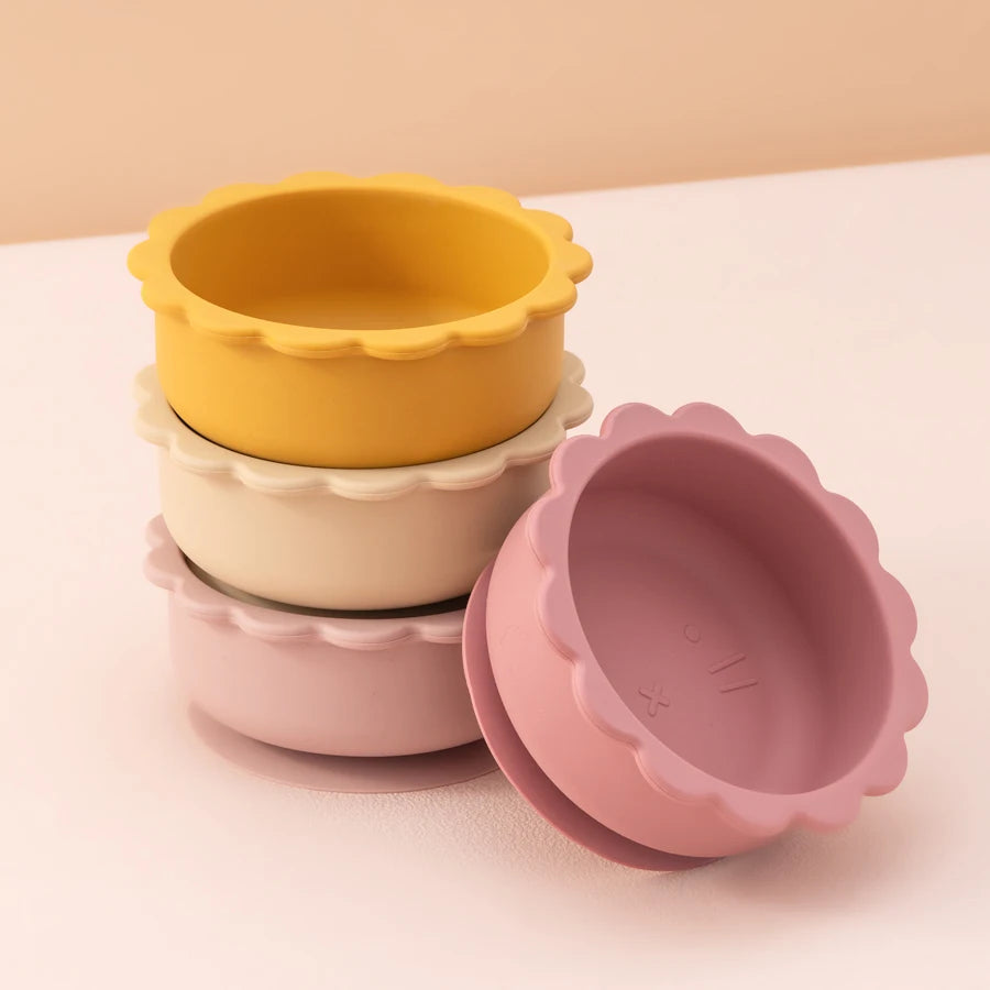 1PC Baby Silicone Bowl Cute Cartoon Lion Shape Baby Tableware Solid Color Baby Food Storage
