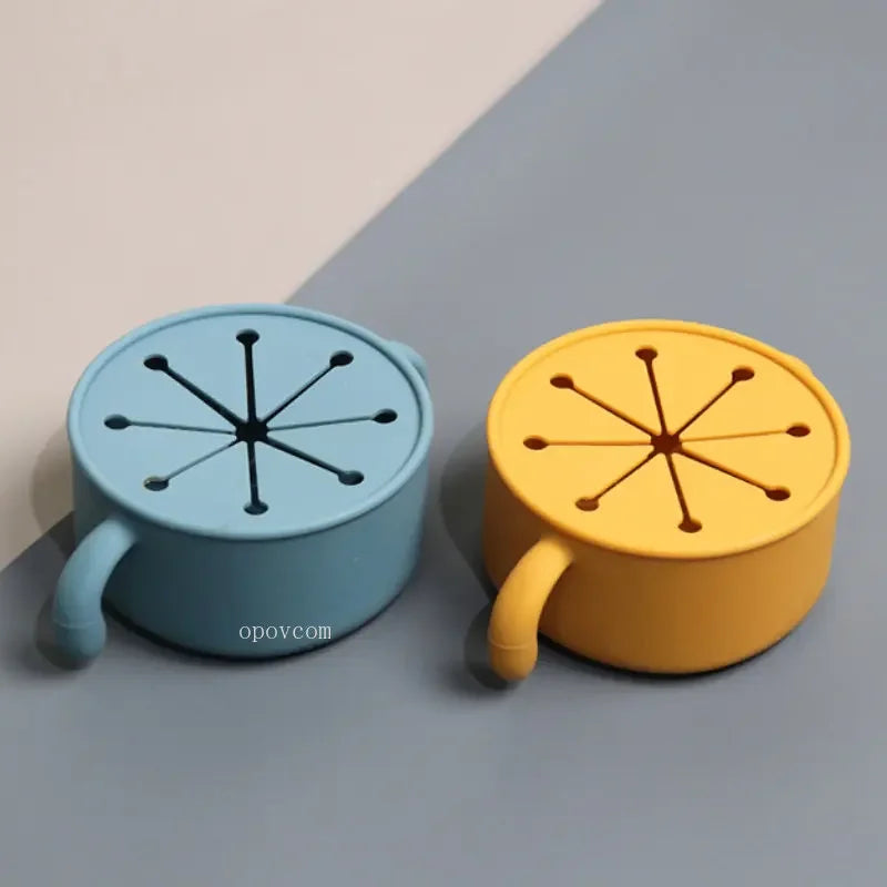 Silicone Dish for Babies Snack Bowl Kids Feeding Snack Cup with Lid Leak-proof