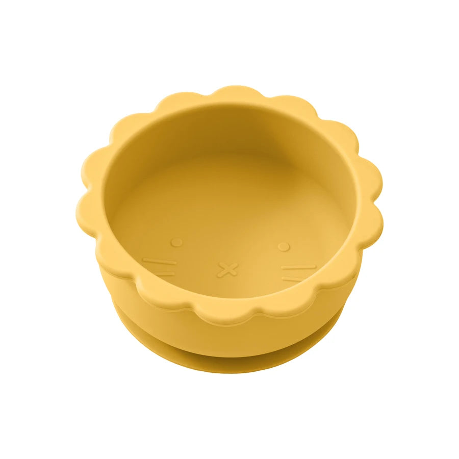 1PC Baby Silicone Bowl Cute Cartoon Lion Shape Baby Tableware Solid Color Baby Food Storage